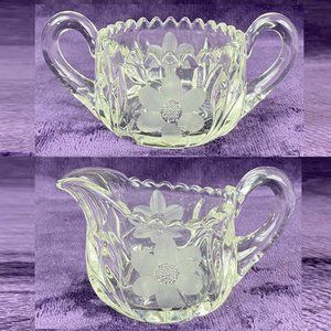 American Brilliant Cut Glass Cream & Sugar